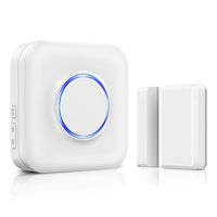 Wireless Door Alarm Sensor Security Door Open Alert,600ft Wireless Range with 52 Chimes,Kid Door Alarm for Home, Door Sensor Chime for Office,Non-waterproof,1 Plug-in Receiver 1 Contact Sensor,White