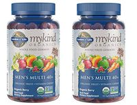 MyKind Organics Men's Multi 40+ Whole Food, Organic Vitamin Chews in Delicious Organic Berry (120 Vegan Gummy Drops) Pack of 2