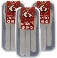 6 Pack Fitness Stainless Steel Traveling Utensils, BPA Free, Stainless Steel 3 Piece (3 - Pack)