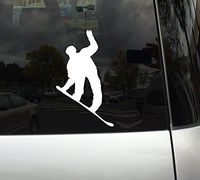 Snowboard Trick #7 - Mountain Downhill Competitive Jump - 5" White Vinyl Decal Sticker Car Macbook Laptop