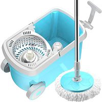 Dygzh Rotating mop Stainless Steel 360 Rotary Mop Bucket Floor Cleaning System Microfiber Replacement Head Replacement Head Wheel Household Clean Blue Suitable for Floor Cleaning
