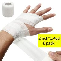 Ewinodon 6Pack Self-Adhesive Elastic Bandage First Aid Medical Health Care Treatment Gauze Tape Emergency Muscle Tape First Aid Tool 2inch*5.4yd (White)