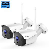 TourAlle outdoor security camera, 1080P HD smart home camera with 2-way audio, motion detection,IP 66 waterproof,encrypted cloud storage, night vision, compatible with Alexa, 2 pack.