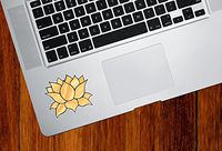 Yadda-Yadda Design Co. Stained Glass Golden Lotus Flower - Design 4 - Vinyl Decal for Laptop | MacBook | Trackpad | Tablet - Copyright 2016 (Color Variations Available) (2" w x 1.75" h) (Yellow)