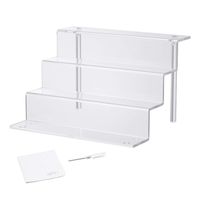 NIUBEE Acrylic Riser Display Shelf for Amiibo Funko POP Figures, Cupcakes Stand for Table, Cabinet, Countertops - 4-Tier, Clear