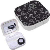 Portable Contact Lens Case Box Travel Kit Mirror + Bottle + Tweezers Container Holder [ Vintage Keys ]