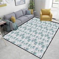Abstract shag Area Rug Door Mat, Lilac Arrangement Doodle Drawing Style Lined Leaves and Stalks Ornamental Foliage, Durable Carpet Area rug - Living Dinning Room Bedroom Rugs and Carpets(2'x 6')