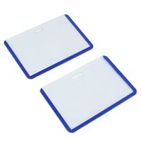 Uxcell Plastic B8 Horizontal ID Name Cards Badge Holder, 2-Piece, Clear Blue