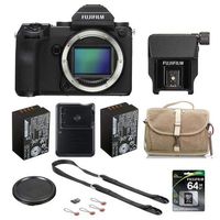 Fujifilm GFX 50S 51.4MP Medium Format Mirrorless Camera with Electronic Viewfinder - Bundle with EVF-TL1 Tilt Adapter, 64GB U3 SDXC Memory Card, Fuji NP-T125 Battery, Camera Bag, Peak Leash Strap