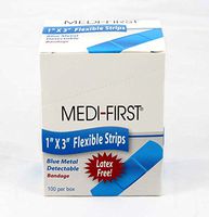 Shield Safety - Blue Metallic Strip Bandage, 1 x 3" 100 ct"