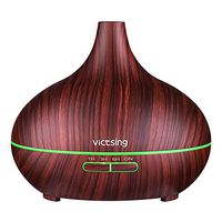 VicTsing Essential Oil Diffuser, 300ml Oil Diffuser with 7 Color Lights and 4 Timer, Aromatherapy Diffuser with Auto Shut-Off Function, Cool Mist Humidifier BPA-Free for Bedroom Home - Red Brown