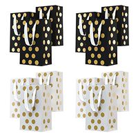 Eco Works Inc. 12 Birthday Gift Bags - Party Gift Bags Assorted Colors with Handles - Polka Dot Gift Bags in Bulk 230g Bags with Metal Eyelets and Cardboard Padding on Bottom. (2 Colors)