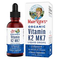 Organic Vitamin K2 (MK7) Liquid Drops by MaryRuth's Non-GMO Vegan Gluten Free Paleo, Ketogenic, Bariatric Friendly and Celiac Friendly. Soft Taste for Men, Women & Children 1oz Glass Bottle