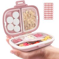 Daily Pill Organizer, 8 Compartments Portable Pill Case, Pill Box to Hold Vitamins, Cod Liver Oil, Supplements and Medication (2-Pink)