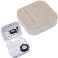 Portable Contact Lens Case Box Travel Kit Mirror + Bottle + Tweezers Container Holder [ Vertical Floral Lace ]