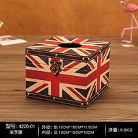 T-ZJHC European Creative Retro Tissue Box Home Room Bedroom Napkins Tray Living Room Coffee Table Storage, Square - Rice Flag