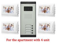 Apartment Wired 7 Inch Monitor Video Door Phone Audio Visual Intercom Entry Access System 4 Units