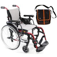 Karman S-Ergo 305 Ultra Lightweight Ergonomic Red Wheelchair, Quick Release Wheels, 18" Seat Width & Free Black Medical Utility Bag with Trim!