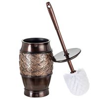 Dublin Decorative Toilet Cleaning Bowl Brush with Holder and Lid - (5" x 5" x 15.5"H) Decorative Bowl Scrubber, Space Saving Design, Contemporary Scrubbing Cleaner (Brown)
