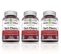 Amazing Formulas Tart Cherry Extract 1000 Mg Capsules - Non-GMO - Antioxidant Support - Promotes Joint Health & a Proper Uric Acid Level Balance (120 Count (Pack of 3))