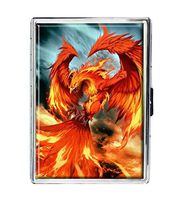 Fire Phoenix Design Stainless Steel ID Cigarettes Case Holder Stylish Credit Card Wallet