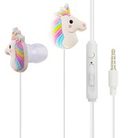 QearFun In Ear Wired 3.5 mm 3D Cute Cartoon Animal Unicorn Earphone/Earbuds/Headphones with Mic Hands-free for Apple,Samsung,HTC,Android Smartphones Mp3