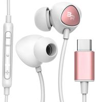 Thore USB C Headphones with Mic - Wired in-Ear USB Type C Earbud Earphones, V100 (for Pixel 2/3/4/XL Note 10/Note 10 Plus) Rose Gold