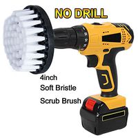 HIFROM Drill Brush - 4 inch Power Drill Attachment Soft Bristle White Quick Change Shaft Scrub Cleaning Brush for Carpet, Upholstery, Leather, Glass (White)