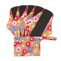 Hi Sprout Bamboo-Charcoal Reusable Sanitary Pads, Cloth Mama Menstrual Pads, Pink Flowers(WSDM01)
