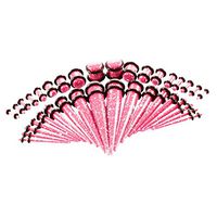 36pcs Acrylic Big Ear Gauge Kit Taper Tunnel Plug with O Ring Stretching Set Best For gift Womans Party Jewerly Creative Women Elegant Beautiful | Color - Pink