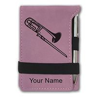 Mini Notepad, Trombone, Personalized Engraving Included (Pink)