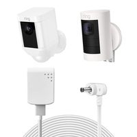 Power Adapter and Charging Cable Compatible with Ring Spotlight Cam Battery and Ring Stick Up Cam Battery - Ring Camera Accessories - by TYRONE (Weatherproof Indoor/Outdoor) White (30 FT)