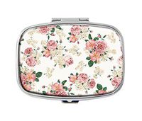 LuxSweet Pill Box,Flower Pattern Custom Personlized Rectangular Pill Case Holder Decorative Box Pocket Purse Travel Pill Vitamin Tablet Medicine Case