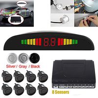 Omnibearing & Intelligent Parking Assistance System Contain Visual Digital LED Display & 8 Sensors (Silver)