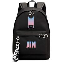 Hosston Kpop BTS Bangtan Boys Backpack Unisex Casual Schoolbag Laptop Bag College Bag Travel Rucksack Nice Gift for A.R.M.Y(Black 07-JIN)