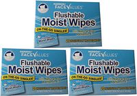 Flushable Moist Wipes Individually Wrapped on the Go Singles with Aloe and Vitamin E, 20 Count (Pack of 3)