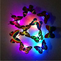 Xisheep Wall Stickers, Colorful Changing Butterfly LED Night Light Lamp Garden Room Party Desk Wall Decor Garden Decor Home Decorations, for Home DIY Random