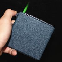 Metal Automatic Ejection Cigarette Case Box Dispenser Inflatable Lighter Gifts