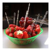 LJSLYJ Mini Clear Transparent Disposable Forks Home Dining Plastic Food Cake Fruit Fork Picks Skewer Set For Party