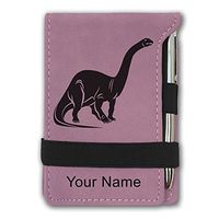Mini Notepad, Brontosaurus Dinosaur, Personalized Engraving Included (Pink)