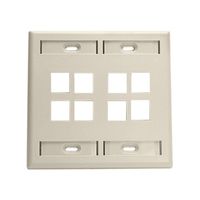 Leviton 42080-8IP 8-Port Dual Gang QuickPort Wallplate with ID Windows, Ivory