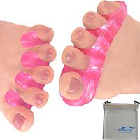Chiroplax Gel Toe Stretchers Separators (2 Pairs+ 1 Pouch) Toe Spacer Spreader for Bunion Relief, Hammer Toes, Toe Straightener (Hot Pink)