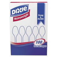 Heavy-Weight Plastic Teaspoons, White, 100/Box DXSTH20