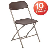 Flash Furniture 10 Pk. HERCULES Series 650 lb. Capacity Premium Brown Plastic Folding Chair