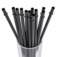 DAKOUFISH 11" Long Black Reusable Plastic Replacement Drinking Straws for 40oz,30 oz & 24 oz Mason Jar,Tumblers, Set of 12 with Cleaning Brush