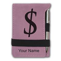 Mini Notepad, Dollar Sign, Personalized Engraving Included (Pink)