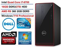 Dell Inspiron 3650 Flagship Premium Desktop PC, Intel Core i7-6700 Quad Core, 3.4 GHz, 16GB RAM, 2TB HDD, AMD Radeon HD R9 360 2GB GDDR5, DVD, WIFI Bluetooth HDMI VGA, Windows 7 Pro (Red/Black)