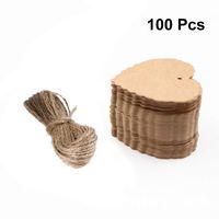 Vosarea 100pcs Kraft Paper Tags Heart Shaped Gift Tags Christmas Favor Tags Table Name Tags Place Card Blank Christmas Hang Tags with 20m Jute (Brown)