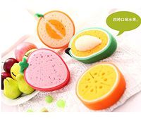 Scrunge Scrub Sponge, Multi-Use Cute Fruit Pattern Sponges Dish Scrubber Household Cleaning Sponges Scrubbing Dish Sponges Use for Kitchens, Bathroom & More - 4 Pack