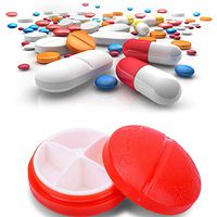 Antehome Pills Box, 4-Day Round Medicine Pill Vitamin Box Case Storage Dispenser Organizer Holder